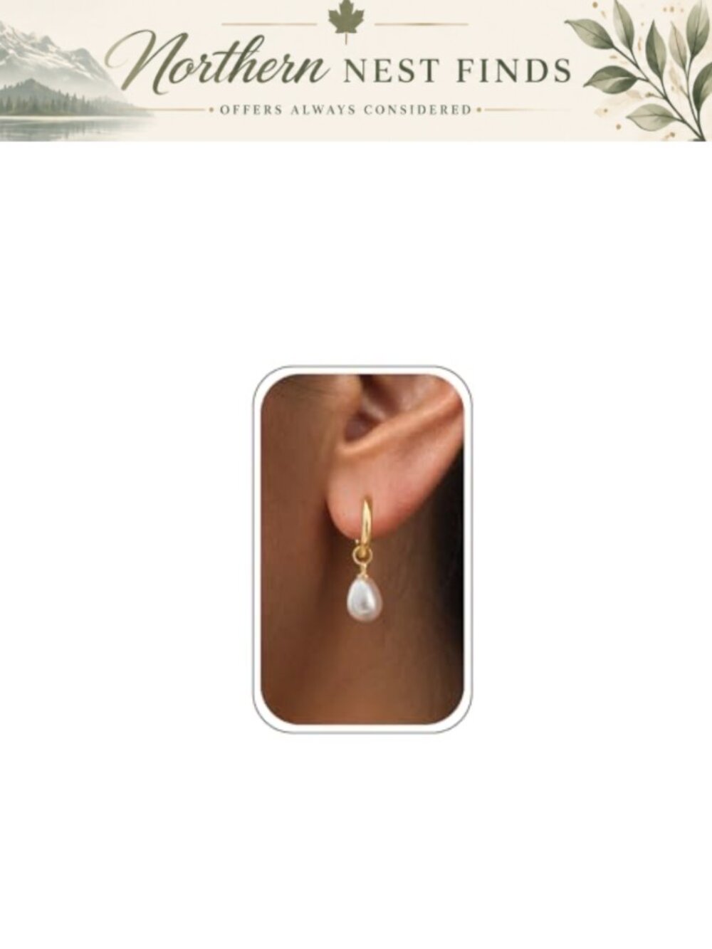 14k Gold Plated Pearl Hoop Earrings Detachable Dangle Drop Huggie